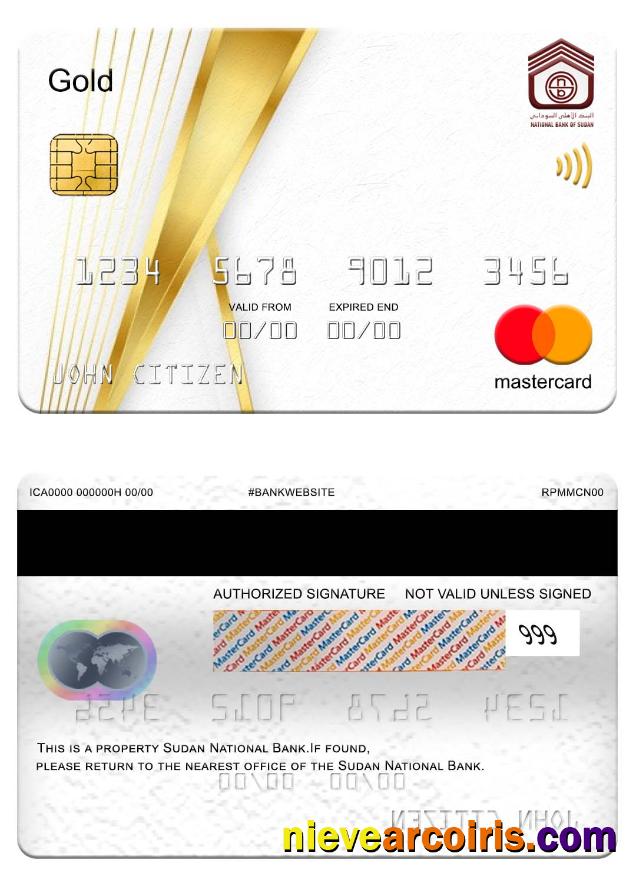 Sudan National Bank mastercard gold
